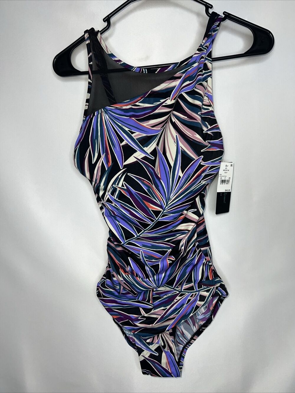 New Aqua Green Women’s Swimsuit One Piece Padded Bra Size Medium Tropical